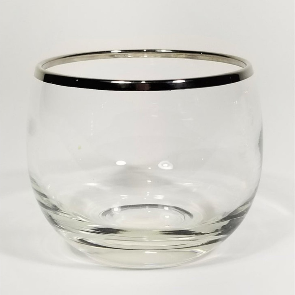 Vintage Dorothy Thorpe 1960s MCM Silver Rim Roly Poly Cocktail Glasses Set of 6 - Picture 9 of 13